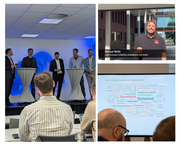 Podiumsdiskussion und Videobeitrag der aixit GmbH beim SICP Symposium 2025 in Paderborn zum Thema digitale Resilienz, IT-Sicherheit und Rechenzentren in Frankfurt.